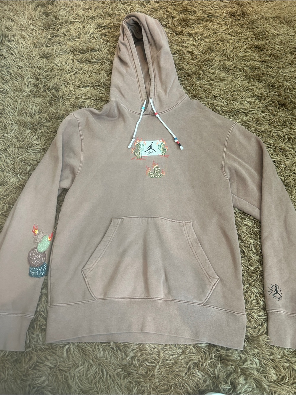 Air Jordan Tan Travis Scott Cactus Jack Graphic Hoodie size Small